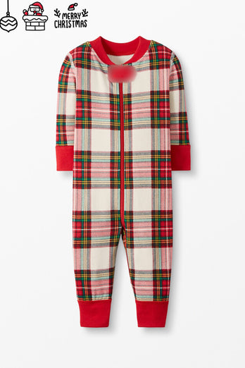 Julefamilie matchende pyjamas sæt rød plaidpyjamas