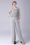 Sliver jumpsuit / buksedragt adskiller blonde chiffon mor til bruden kjole