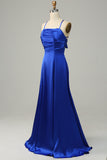 Royal Blue Halter A Line Long Brudepige Kjole