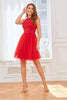 Indlæs billede til gallerivisning Rød blonde kort cocktail fest kjole