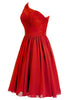 Indlæs billede til gallerivisning En skulder rød hjemkomst kjole med blonder