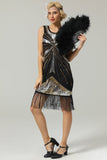 Sort 1920s Pailletter Fringe Flapper Kjole