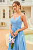 Indlæs billede til gallerivisning Flæse blå brudepige kjole med blonder