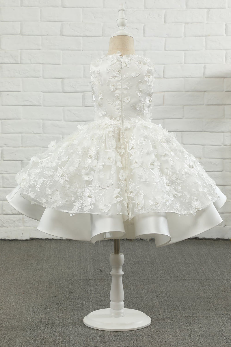 Indlæs billede til gallerivisning Hvid Applique ærmeløs blomst pige kjole