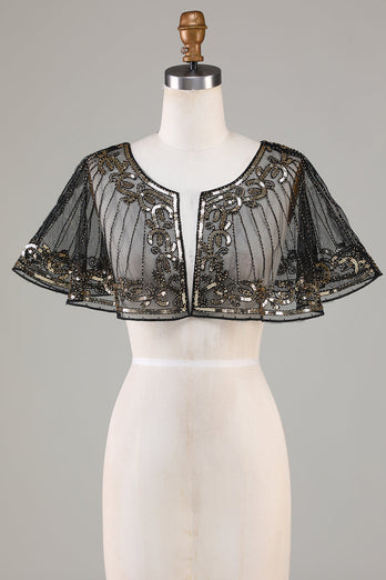 Black Beaded Glitter 1920'erne Cape til kvinder