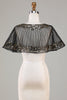 Indlæs billede til gallerivisning Black Beaded Glitter 1920&#39;erne Cape til kvinder