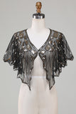 Pailletter Black Glitter 1920'erne Cape med perler