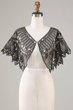Glitter Black Pailletter 1920'erne Cape med perler