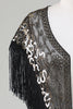 Indlæs billede til gallerivisning Sorte pailletter Glitter 1920&#39;erne Cape med frynser