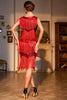 Indlæs billede til gallerivisning Rød frynsede brølende 20&#39;er pailletter kjole