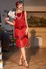 Indlæs billede til gallerivisning Rød frynsede brølende 20&#39;er pailletter kjole