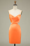 Bodycon Orange Spaghetti Stropper Hjemkomst Kjole