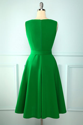 Mørkegrøn Plus Size Vintage Swing Kjole