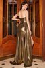 Indlæs billede til gallerivisning Glitrende Havfrue Gylden Metallic Lang Festkjole med slids