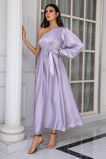 Lavendel en skulder Simpel Prom Kjole