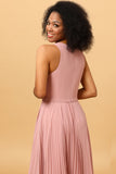 Blush Long Chiffon plisseret brudepige kjole med slids