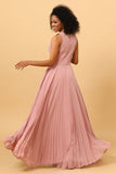 Blush Long Chiffon plisseret brudepige kjole med slids