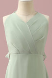 Sage Halter Chiffon A-Line Junior Brudepige Kjole