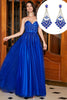 Indlæs billede til gallerivisning Royal Blue A-Line Sweetheart Long Beaded Prom Dress med tilbehør