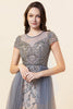Indlæs billede til gallerivisning Glitrende grå perle lang formel kjole