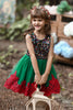 Indlæs billede til gallerivisning Grøn og rød blomst pige kjole med paillet