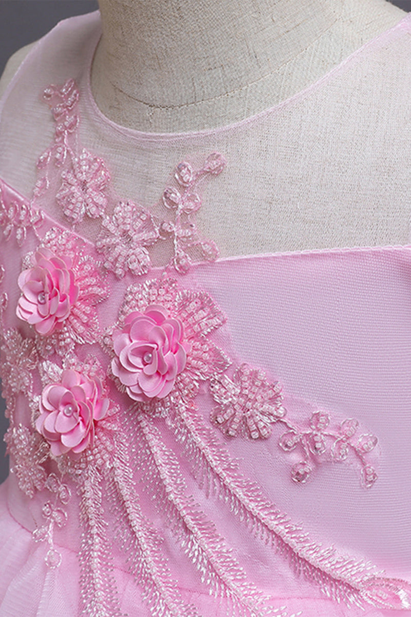 Indlæs billede til gallerivisning Pink bryllup blomst pige kjole med blomster