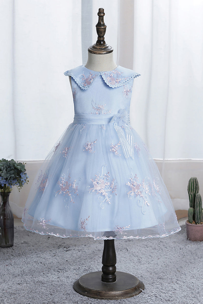 Indlæs billede til gallerivisning Lilla dukke krave blomst pige kjole med blonder