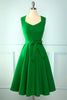 Indlæs billede til gallerivisning Mørkegrøn Plus Size Vintage Swing Kjole