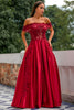 Indlæs billede til gallerivisning Rød fra skulderen lang prom kjole