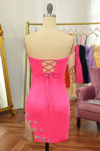 Pink stram homecoming kjole med stjerne og frynser