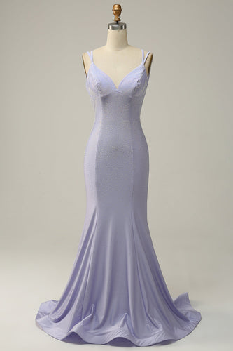 Lavendel havfrue perler glitrende prom kjole