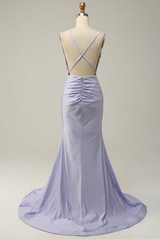 Lavendel havfrue perler glitrende prom kjole