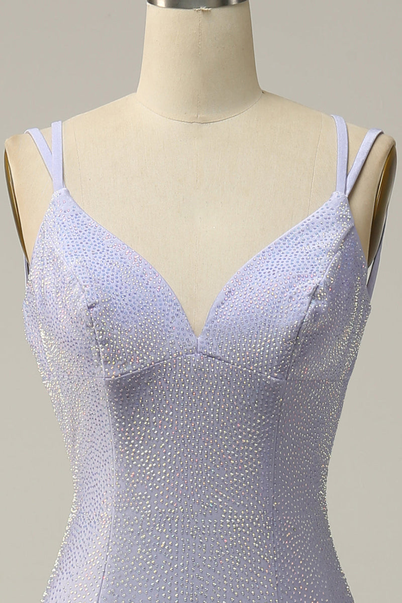 Indlæs billede til gallerivisning Lavendel havfrue perler glitrende prom kjole