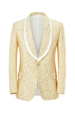 Champagne Sjal Revers One Button Jacquard mænds galladragter