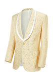 Champagne Sjal Revers One Button Jacquard mænds galladragter