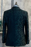Mørkegrøn Jacquard Sjal Revers One Button 2 stk mænds galladragter