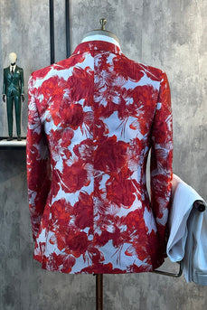 Red Floral Jacquard 2 stk Mænd Prom Suits