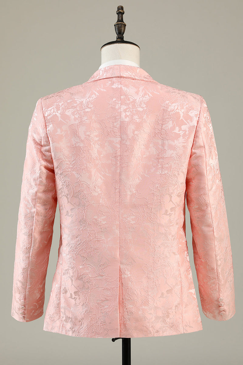 Indlæs billede til gallerivisning Lyserød Jacquard 2-delt sjal revers One Button Prom Suits