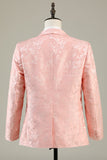 Lyserød Jacquard 2-delt sjal revers One Button Prom Suits