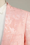Lyserød Jacquard 2-delt sjal revers One Button Prom Suits
