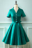 Indlæs billede til gallerivisning Army Green V Neck 1950&#39;erne Kjole med Bowknot