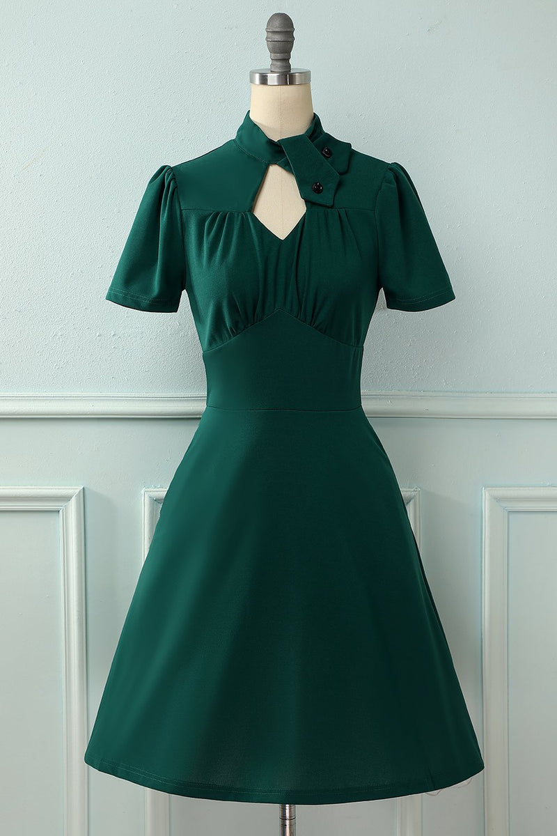 Indlæs billede til gallerivisning Mørkegrøn slim fit kjole