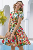 Vintage Print 1950'erne Swing Dress