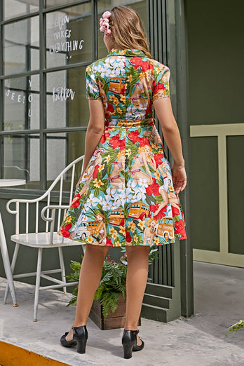 Vintage citronprint 1950'erne swing kjole
