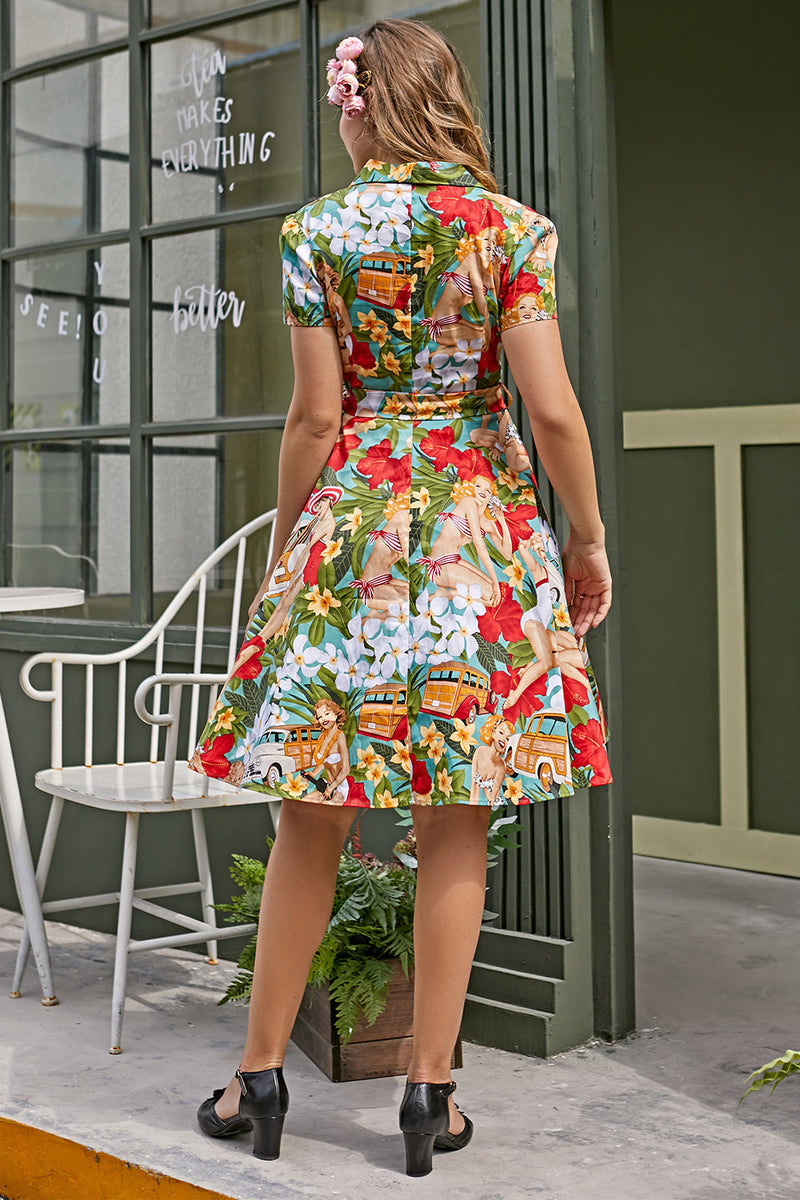 Indlæs billede til gallerivisning Vintage citronprint 1950&#39;erne swing kjole