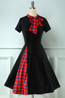 Sort Plaid Swing 1950'erne Kjole