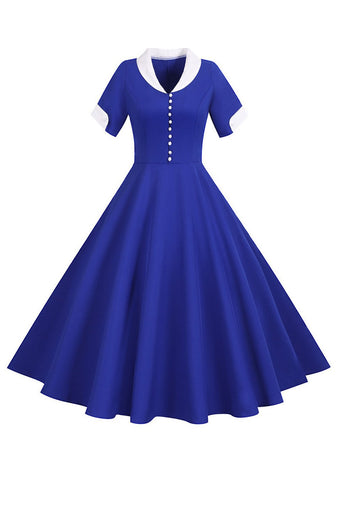 V Hals 1950'erne Swing Dress