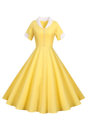 V Hals 1950'erne Swing Dress