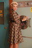 Indlæs billede til gallerivisning Kaffe Gingham Vintage 1950&#39;erne Kjole med ærmer