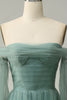 Indlæs billede til gallerivisning Fra skulderen Grågrøn A-Line Tull Prom kjole med lange ærmer